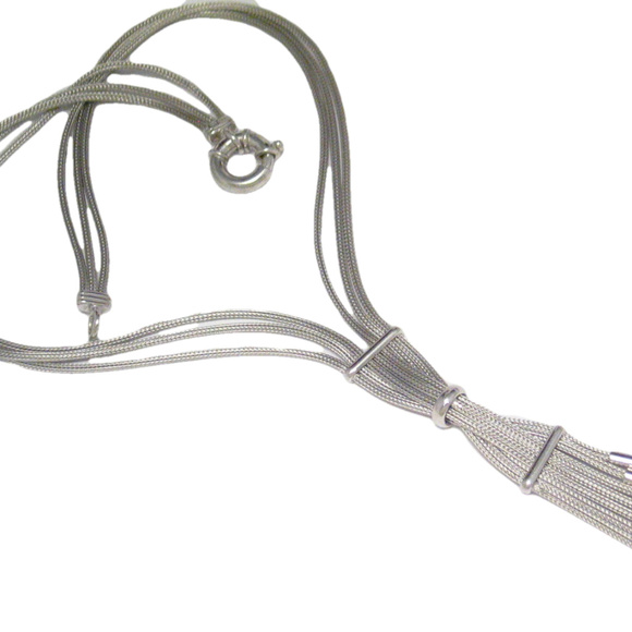 Sterling Silver Necklace | Woven Mesh Style Lariat - Picture 1 of 1